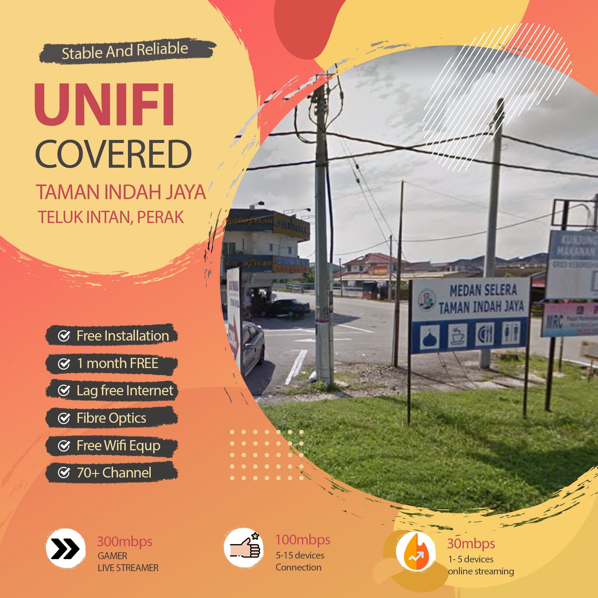 unifi covered Taman Indah Jaya Teluk Intan Perak