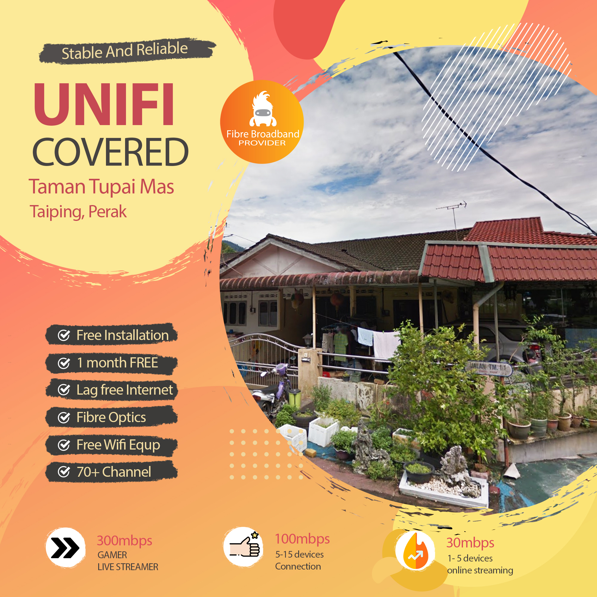 unifi Taiping Coverage – unifi Taman Tupai Mas, Taiping Perak With Fibre Optics Broadband