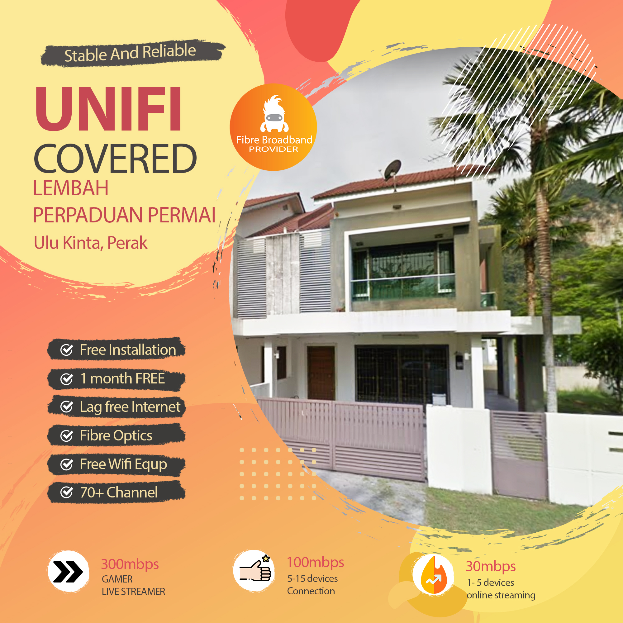 Unifi Ulu Kinta coverage – fibre broadband internet plan Lembah Perpaduan Permai,Ulu Kinta Perak