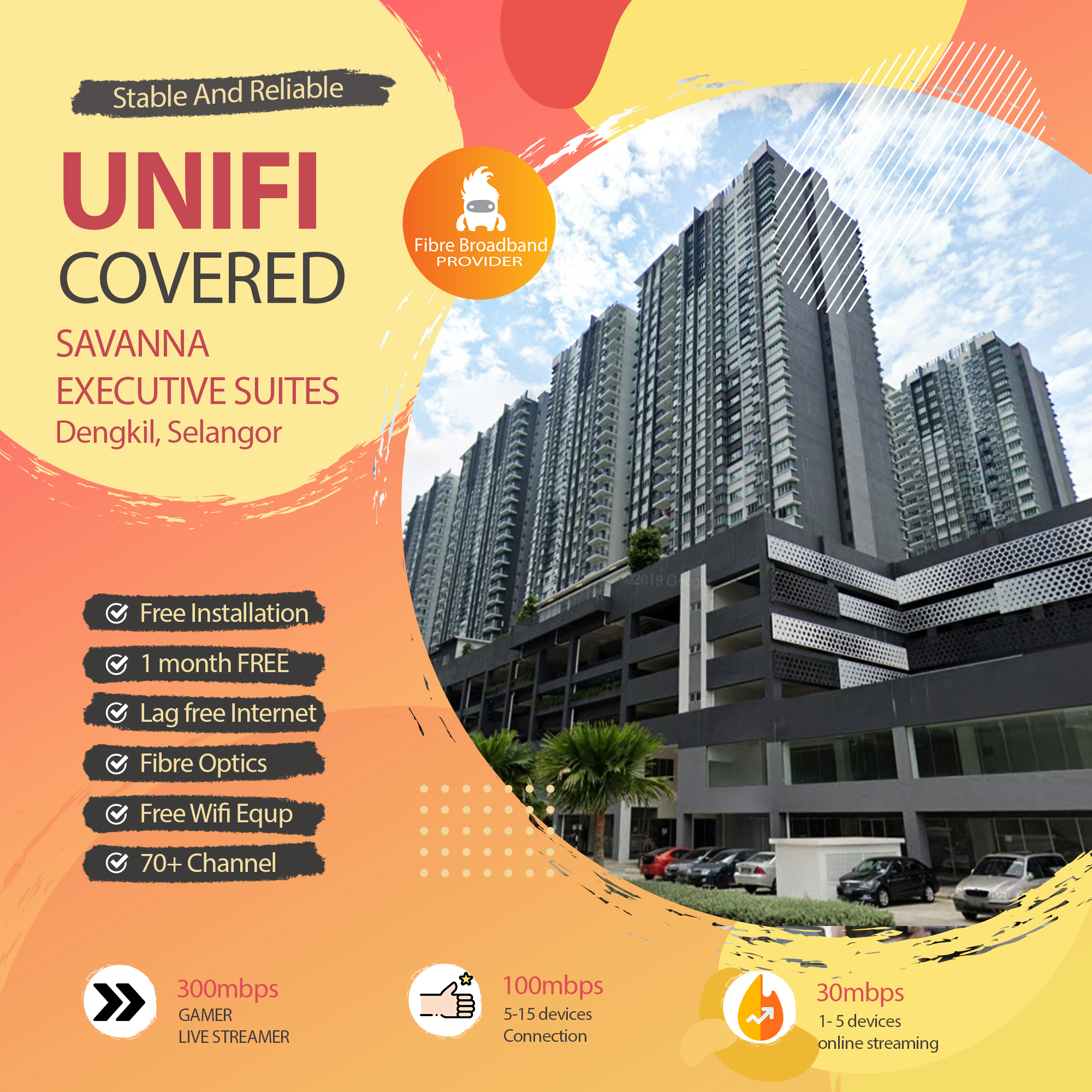 Unifi Dengkil coverage – fibre internet plan SAVANNA  EXECUTIVE SUITES Dengkil, Selangor