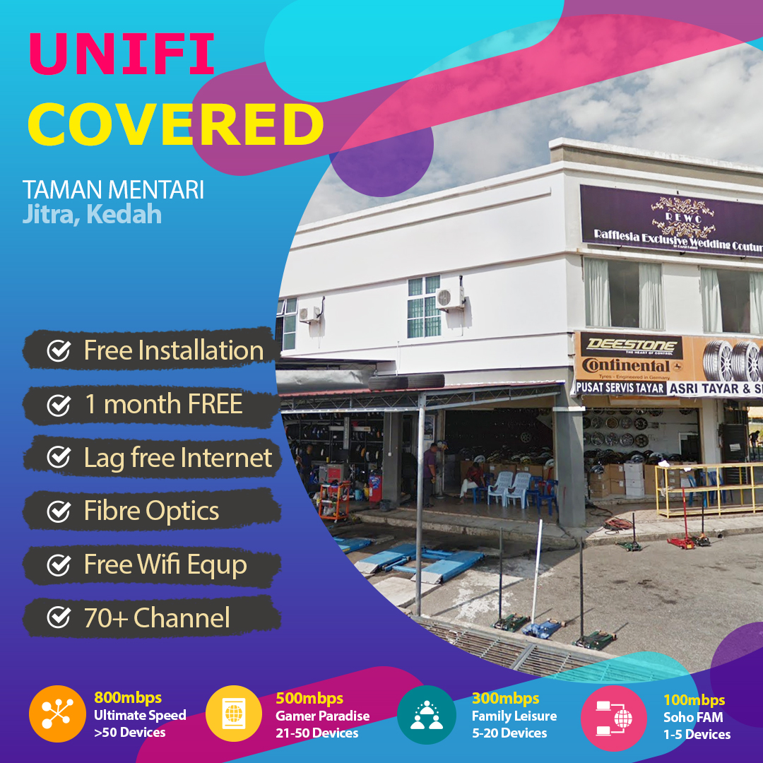 Unifi Jitra Coverage – fibre broadband internet Taman Mentari, Jitra Kedah