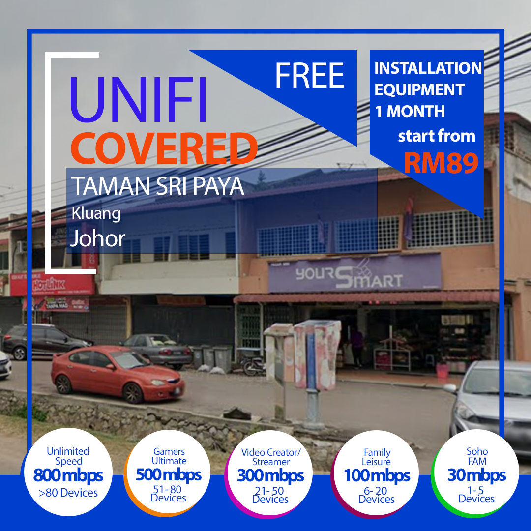 Unifi Kluang Coverage : Taman Sri Paya Kluang, Johor is now covered by Unifi Broadband fibre Connection